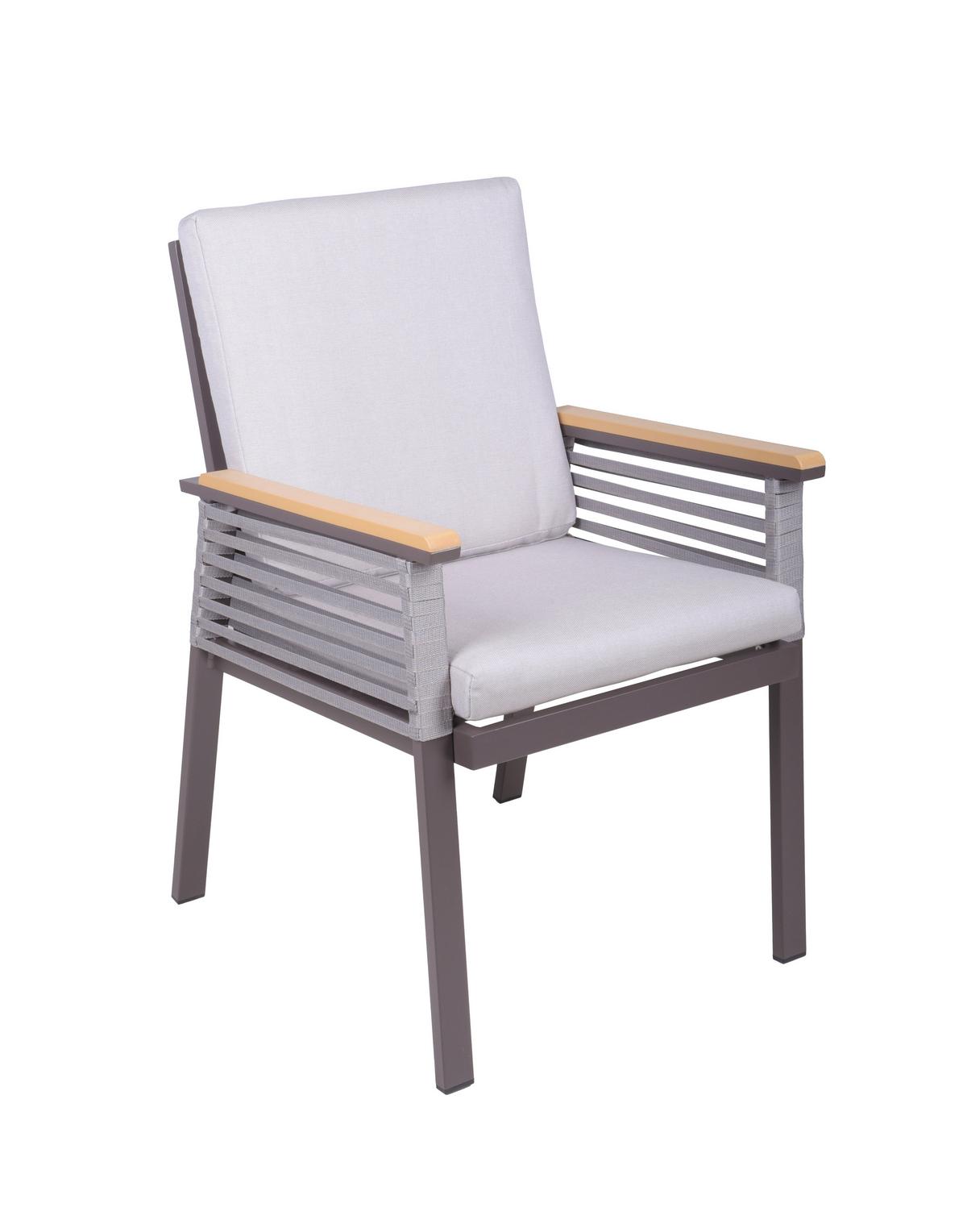 Gartenstuhl-set Denia - Dunkelbraun/Hellgrau, Basics, Kunststoff/Textil (56/86/53cm) - Gardenson