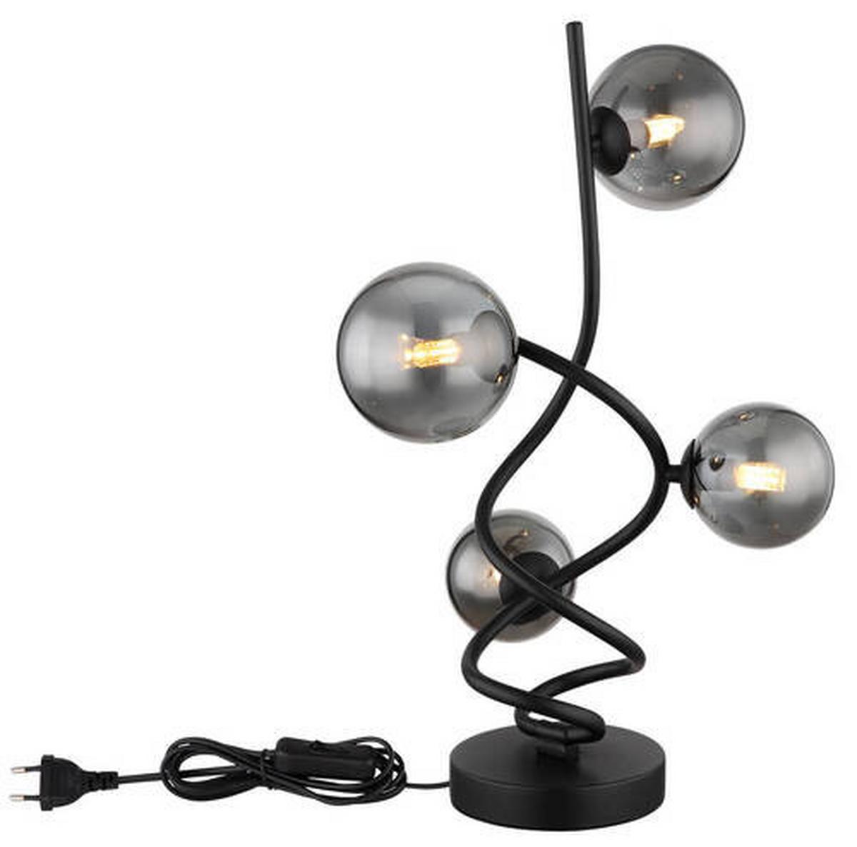 LED-Tischleuchte 56133-4t1 - Schwarz, Design, Glas/Kunststoff (15/52cm) - Globo