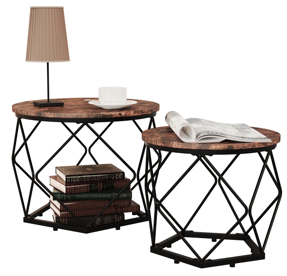 Beistelltisch Helaro Eichefarbe Dekor L:50cm - Eichefarben/Schwarz, Design, Holzwerkstoff/Metall (50/40/50cm) - MID.YOU
