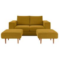 Viersitzer-Sofa Looks V-2 - Eichefarben/Gelb, Design, Textil (252/96/107cm) - LOOKS by W.Joop