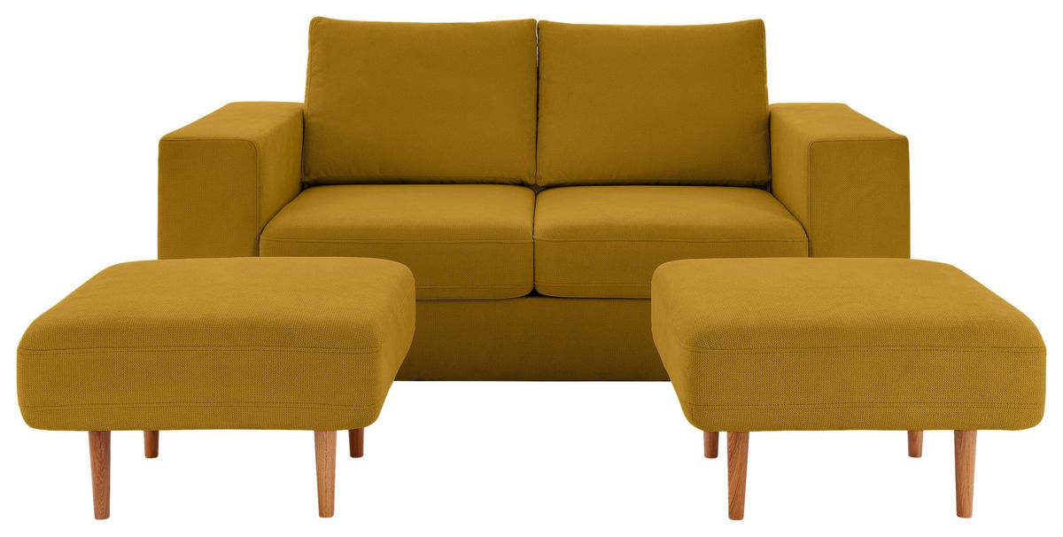 Viersitzer-Sofa Looks V-2 - Eichefarben/Gelb, Design, Textil (252/96/107cm) - LOOKS by W.Joop