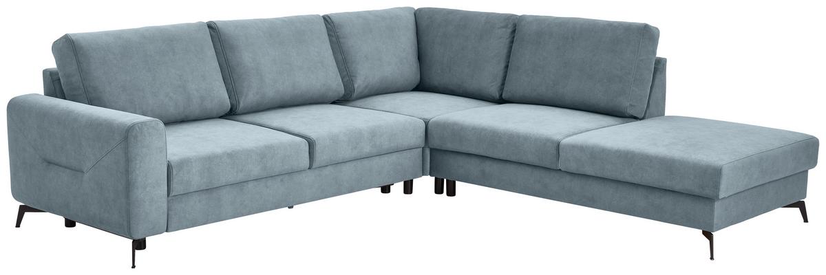 Sedací souprava ADESSO, pravá, světle modrá barva - černá/světle modrá, Konvenční, kov/textil (275/257cm) - MID.YOU