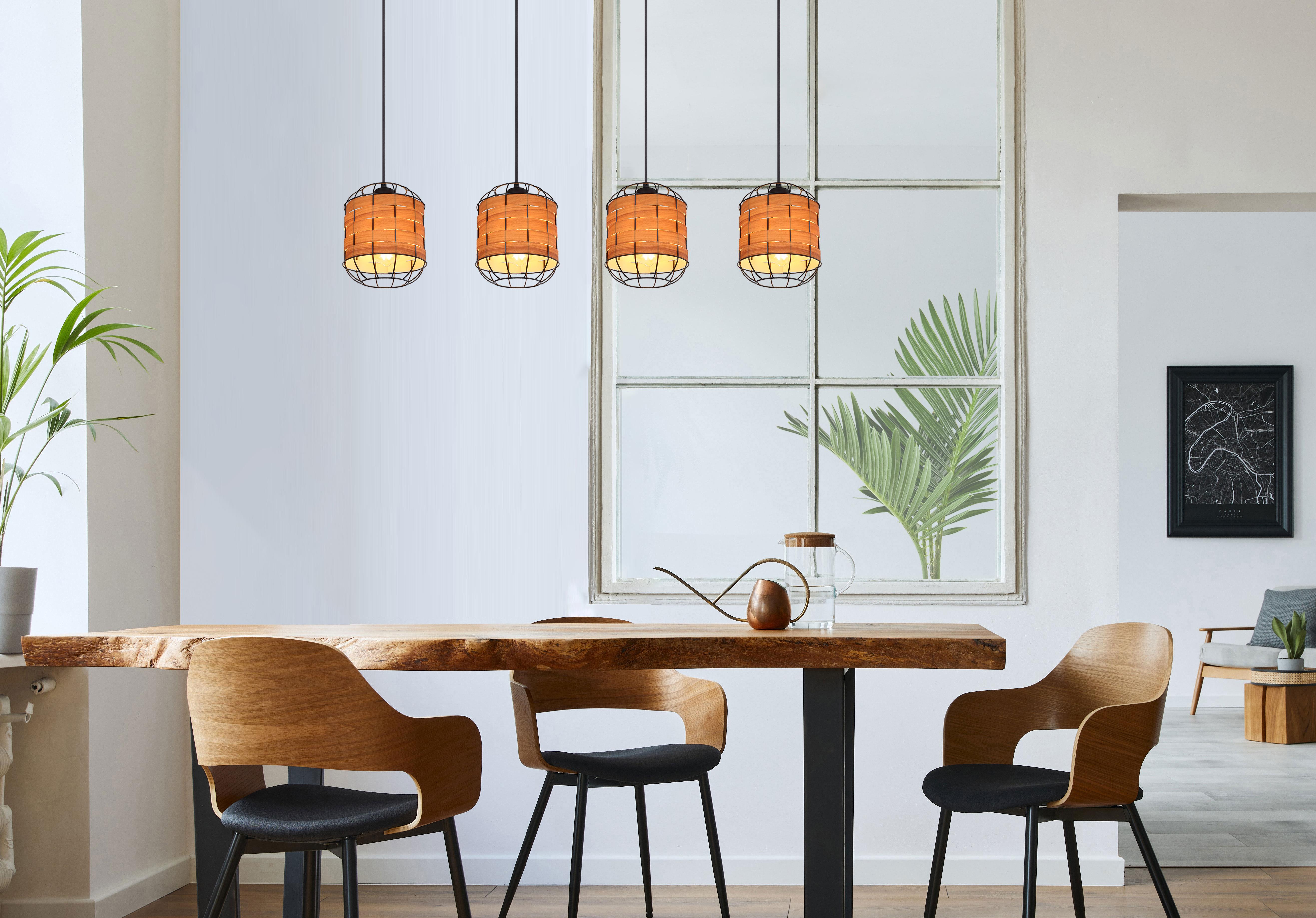 Hängeleuchte Solar H: 120 cm 4-Flammig Braun/Schwarz - Schwarz/Braun, Basics, Kunststoff/Metall (100/18/120cm) - Globo