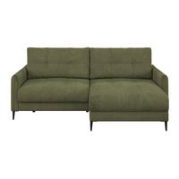 Ecksofa Polis Webstoff grün, 221x142cm - Schwarz/Grün, Trend, Textil (221/142cm) - Ondega