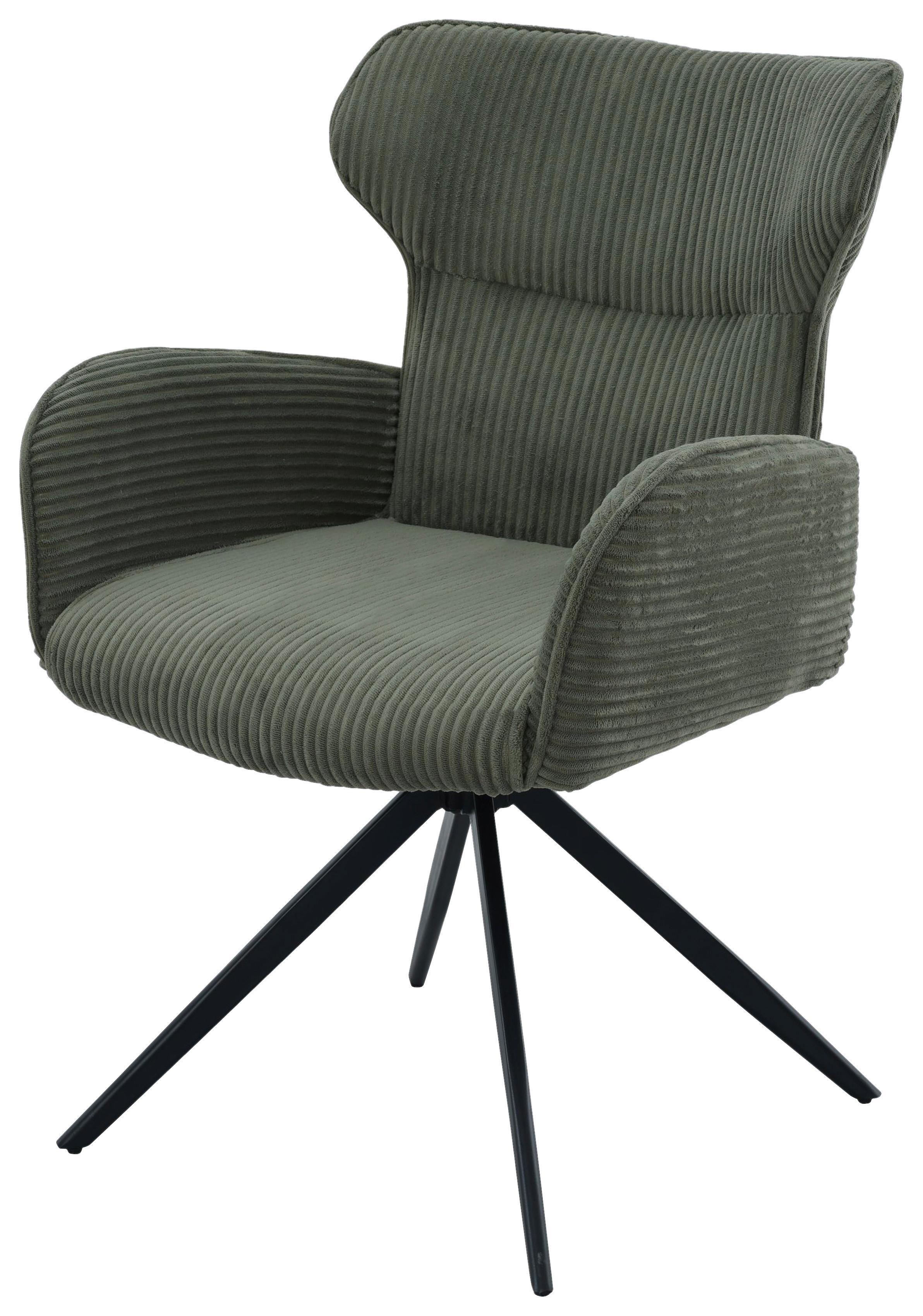 Armlehnstuhl Matilde Grün/Schwarz B: 57 cm - Schwarz/Grün, MODERN, Textil/Metall (57/86/64cm) - Livetastic