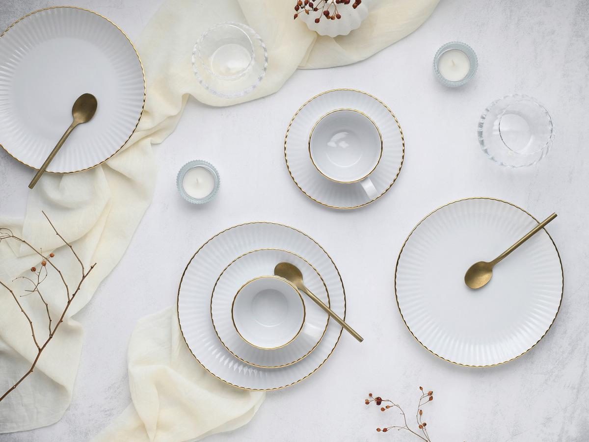 Kaffeeservice Allegra Goldfarben/weiß 18--Teilig - Goldfarben/Weiß, Basics, Keramik - Creatable