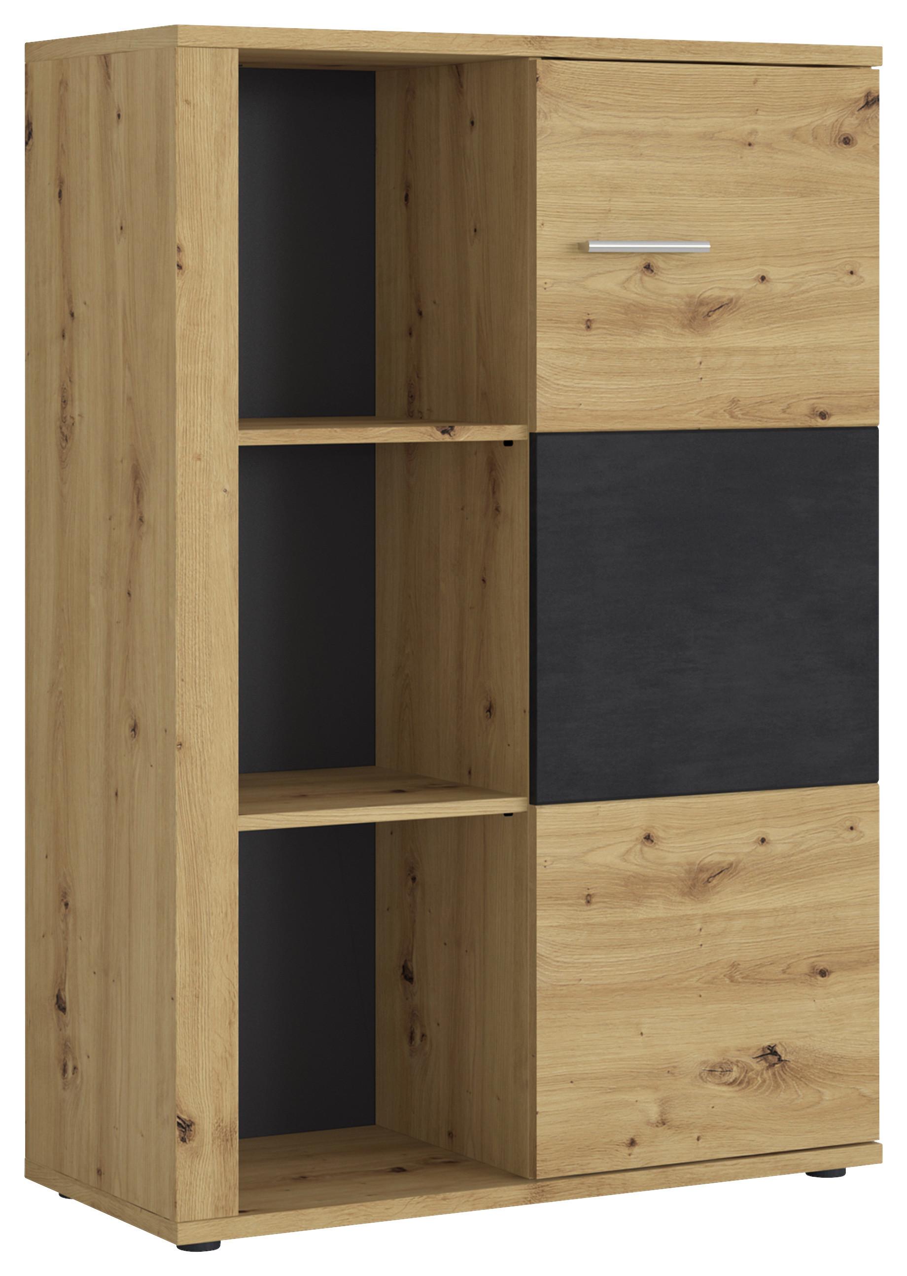 Sideboard Nina Eiche Artisan/Fresco B: 84,6cm - Schwarz/Eiche Artisan, Holzwerkstoff (84,6/122,6/38cm) - MID.YOU