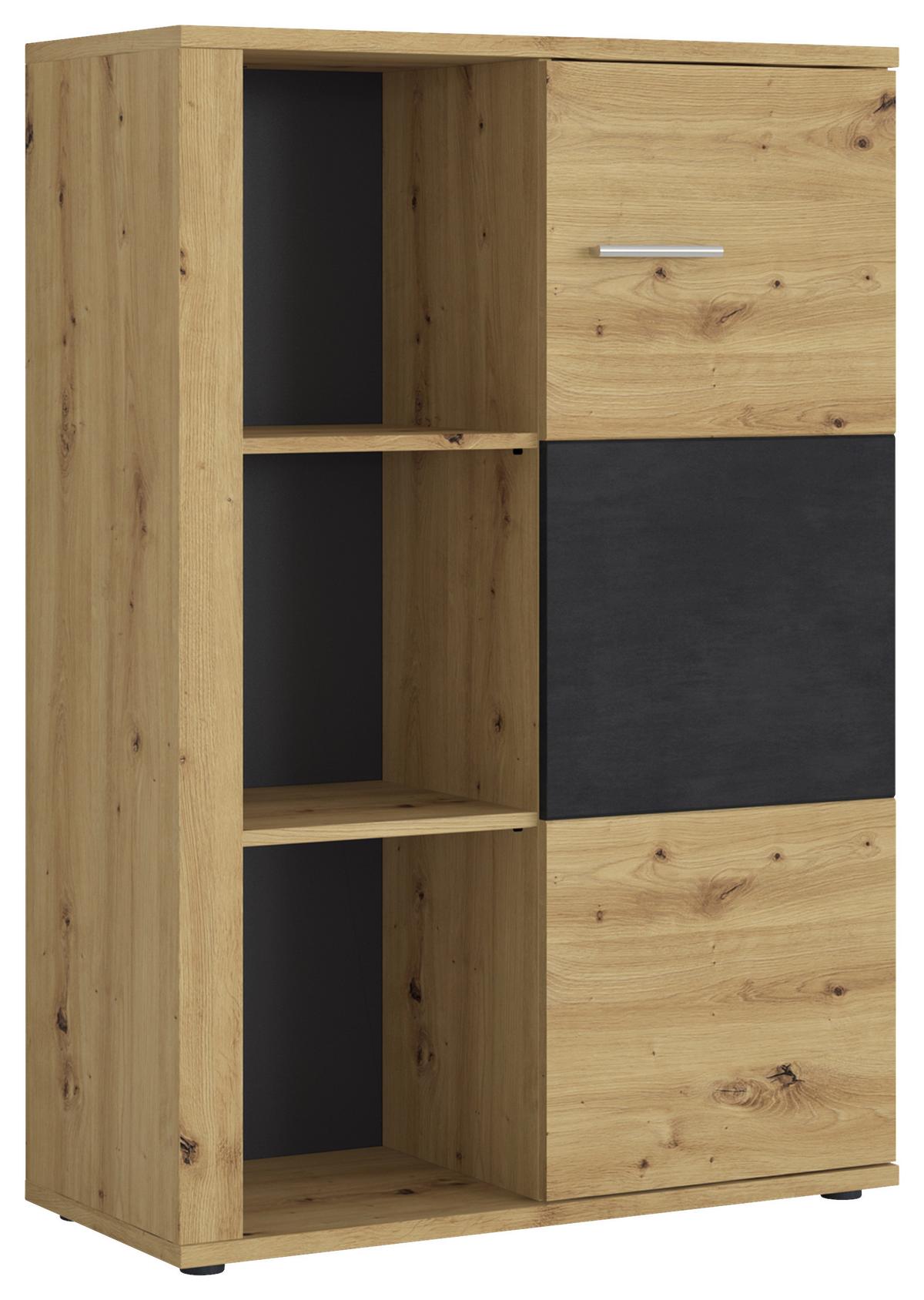 Sideboard Nina Eiche Artisan/Fresco B: 84,6cm - Schwarz/Eiche Artisan, Holzwerkstoff (84,6/122,6/38cm) - MID.YOU