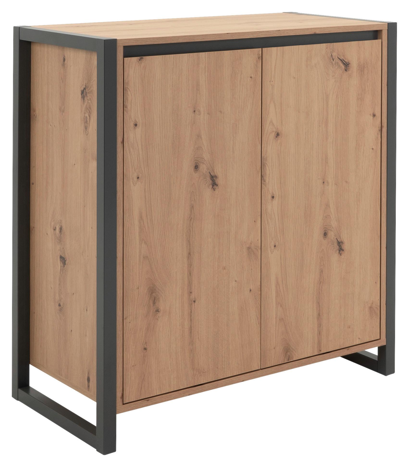 Kommode grifflos 80 cm Denver Eiche Dekor - Eichefarben/Anthrazit, KONVENTIONELL, Holzwerkstoff (80/88/40cm) - MID.YOU