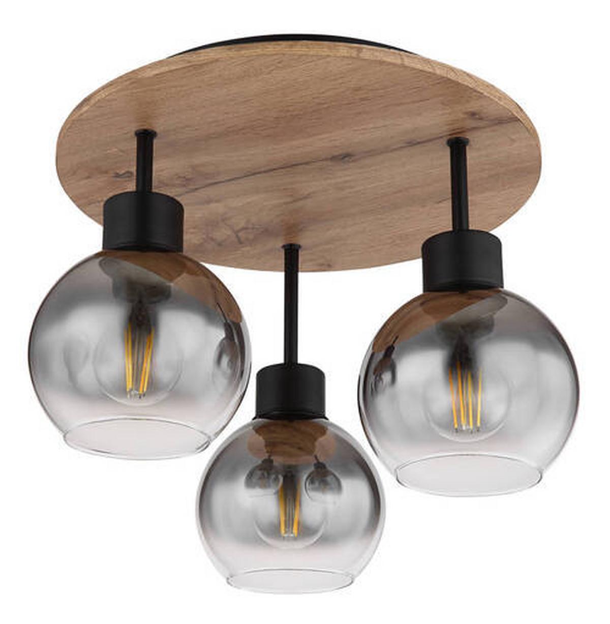 Mennyezeti Lámpa 15656-3dr - barna/fekete, Natur, faalapú anyag/Üveg (38/30cm) - Globo