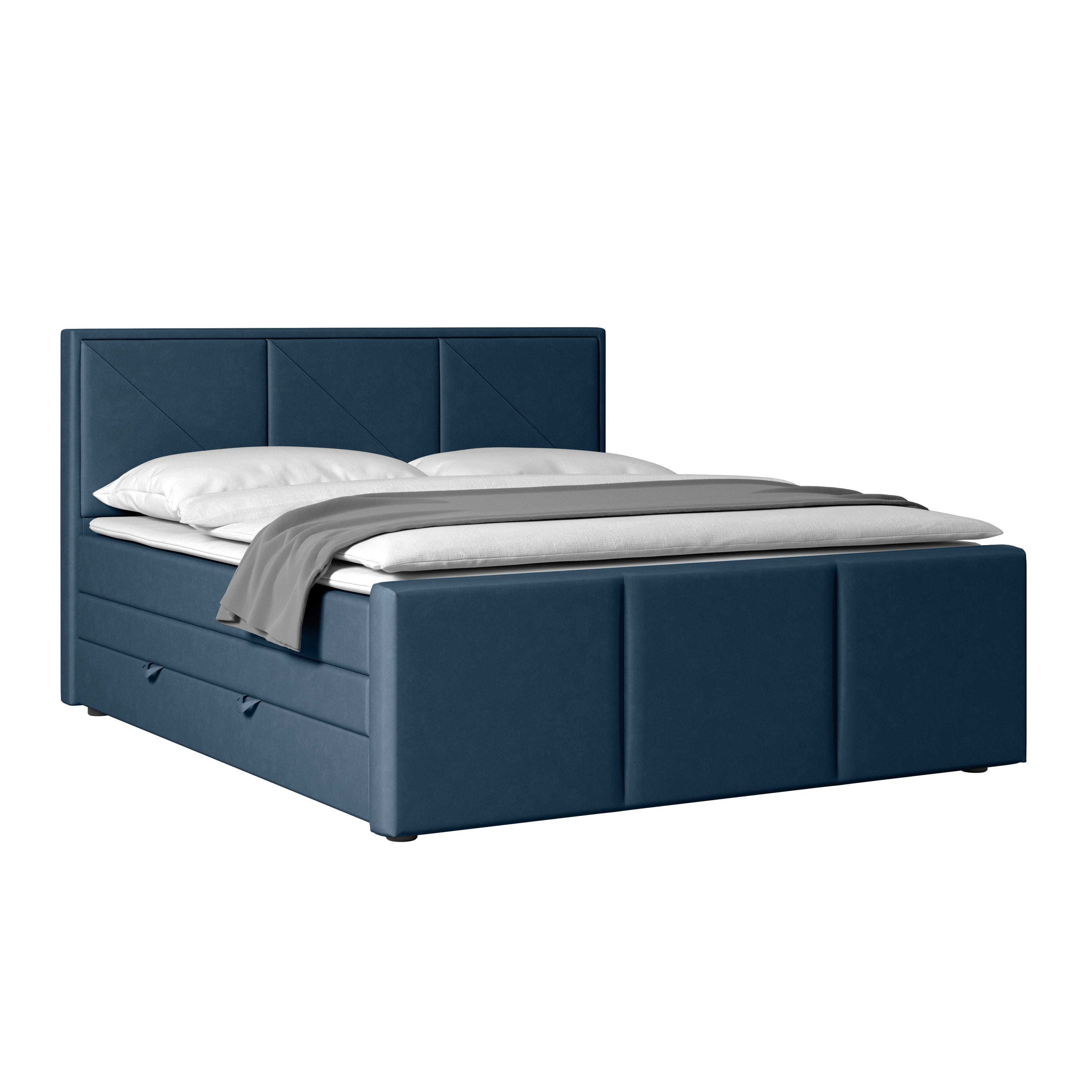 Boxspringbett Bologna 180x200 Cm Blau - Blau, MODERN, Holz/Kunststoff (180/200cm) - MID.YOU