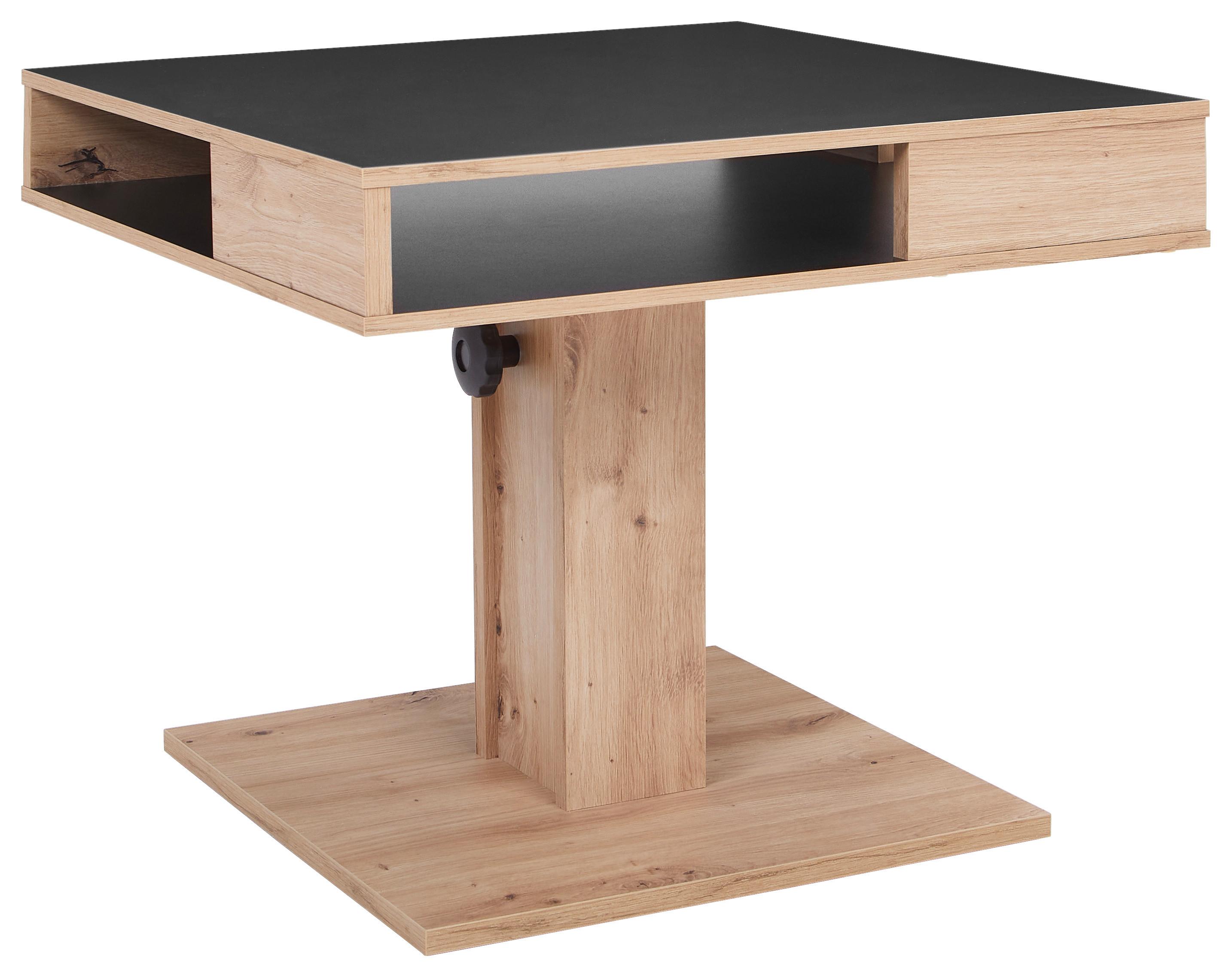 Couchtisch höhenverstellbar mit Ablagefach Belcanto - Wildeiche/Schwarz, Basics, Holzwerkstoff (65/52-77/65cm) - P & B