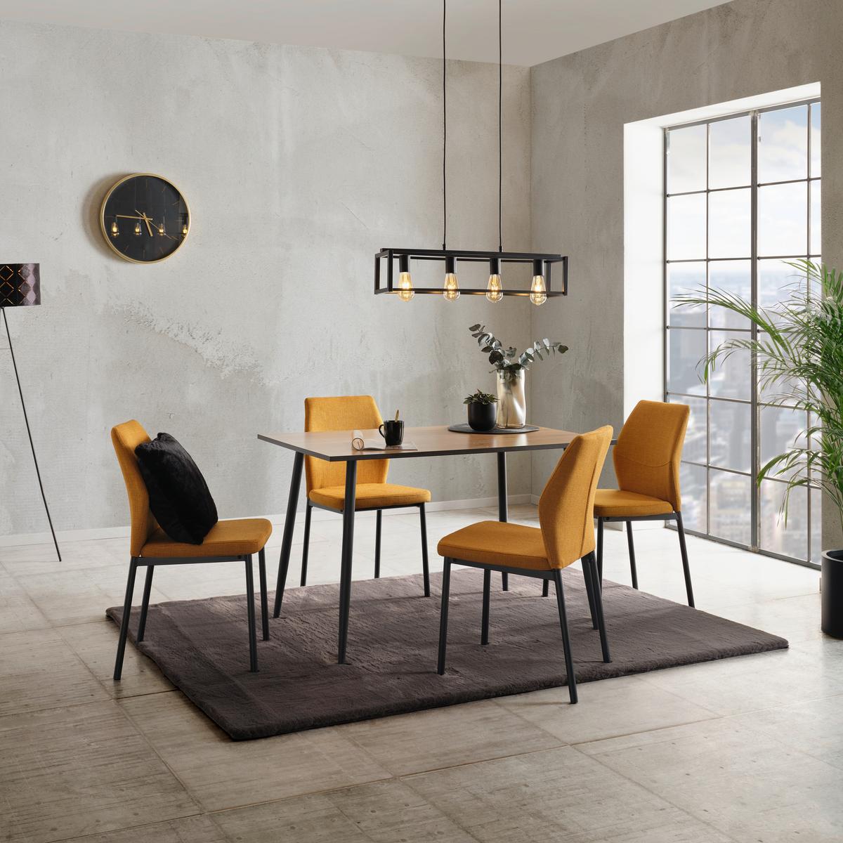Esstisch Tom 120x76x80 Cm Naturfarben/schwarz - Schwarz/Naturfarben, KONVENTIONELL, Holzwerkstoff/Metall (120/76/80cm)