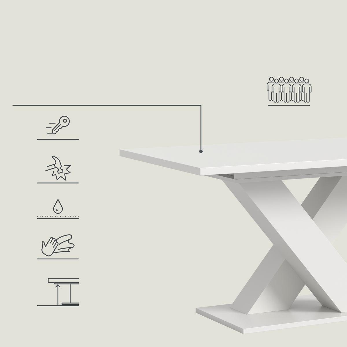 Ausziehtisch Marlon 150 Az Weiß, Auf 190 Cm Ausziehbar - Weiß, KONVENTIONELL, Holzwerkstoff (150-190/90/76cm) - MID.YOU