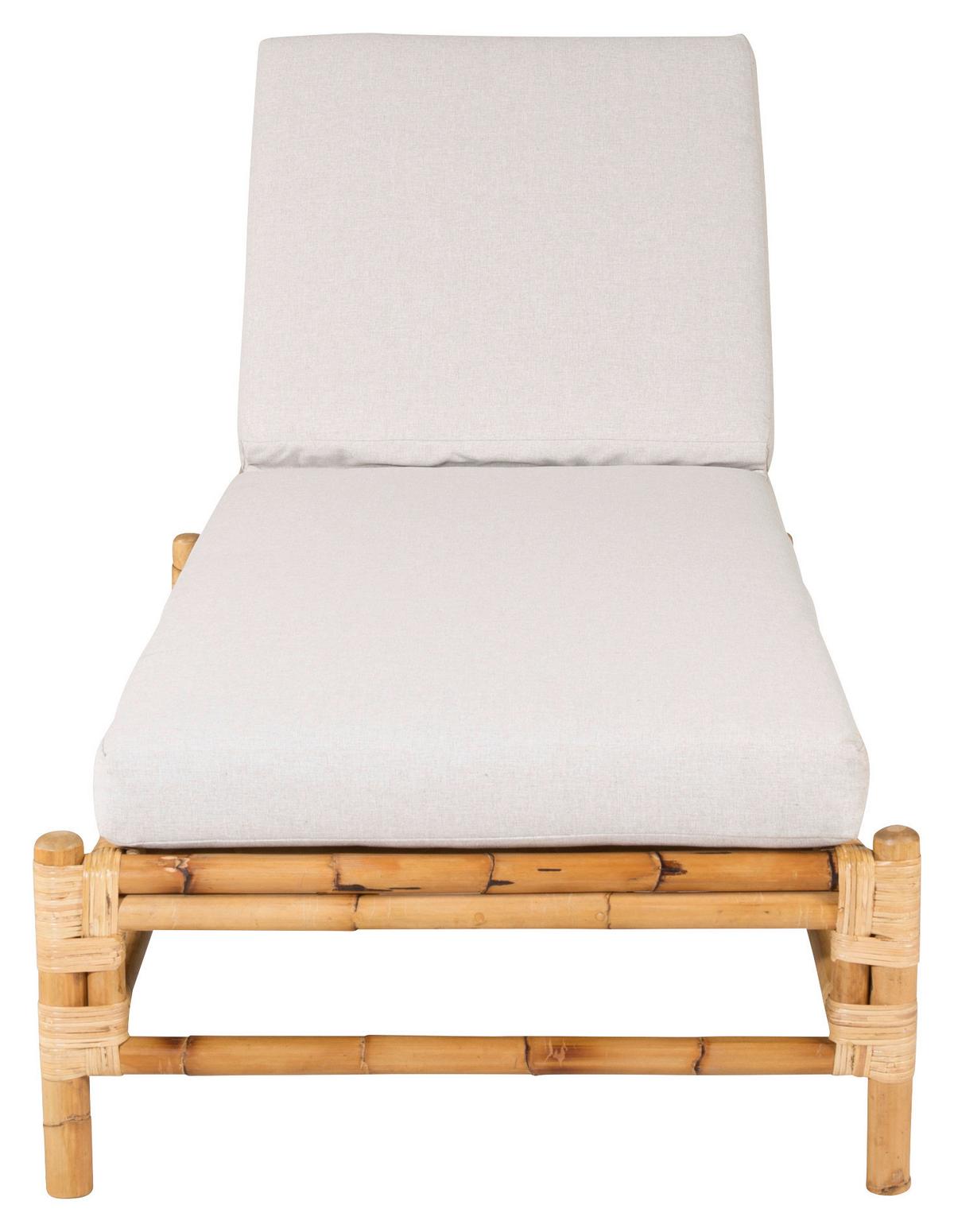 Sonnenliege Cane Bambus/Rattan/Textil +auflage - Hellbraun/Creme, KONVENTIONELL, Holz/Textil (80/35/210cm) - Gardenson