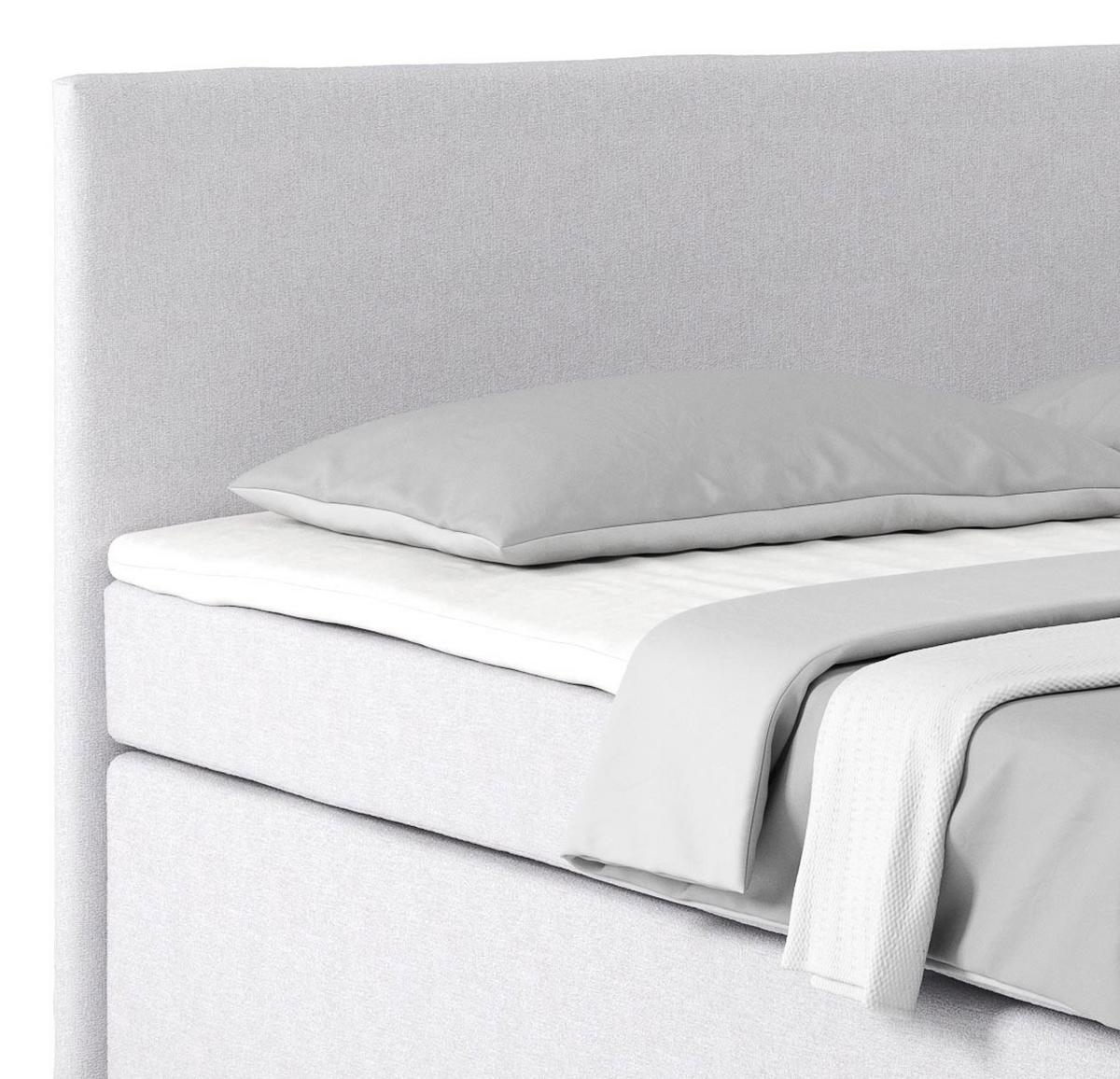 Posteľ boxspring Nero, 180x200 cm, bielo-sivá - šampanská/chrómová, Konventionell, kov/textil (180/200cm)