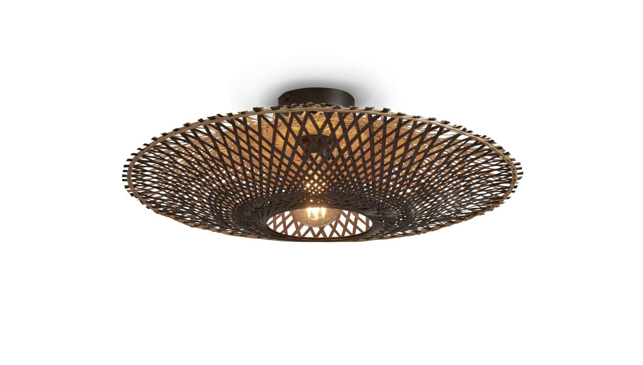 Deckenleuchte Kalimantan Naturfarben/Schwarz D: 60 cm - Schwarz/Naturfarben, Trend (60/15cm) - Good & Mojo