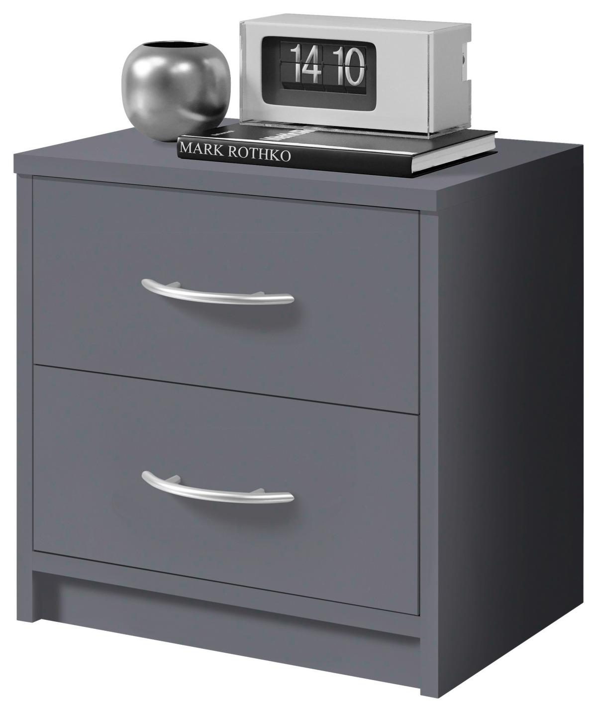 Nachtkästchen Pepe B: 38,5 cm Graphitfarben - Schwarz/Graphitfarben, Basics, Holzwerkstoff (38,5/39/28,2cm) - P & B