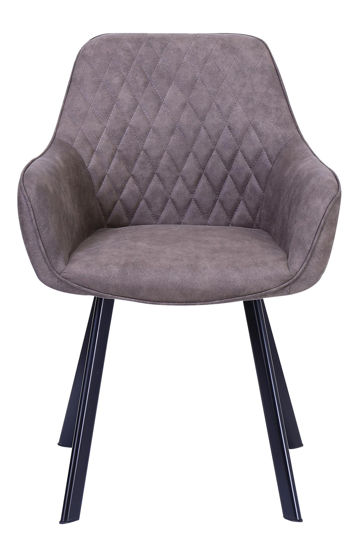 Armlehnstuhl-set Taupe B: 56,5 Cm - Taupe/Schwarz, MODERN, Textil/Metall (56,5/83/63cm) - Livetastic