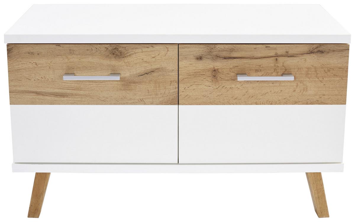 Garderobenbank Rivoli B: 85 cm 2 Türen, Weiß/Eiche Dekor - Eichefarben/Erlefarben, MODERN, Holzwerkstoff (85/50/35,5cm)