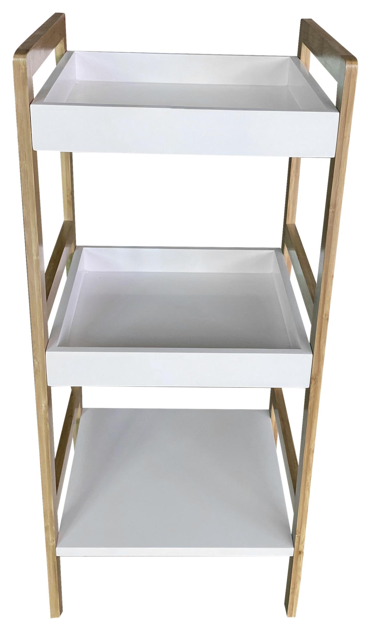 Regal Liane 1 B: 36 Cm Bambus Massiv/weiß - Naturfarben/Weiß, MODERN, Naturmaterialien/Holzwerkstoff (36/80/33cm)