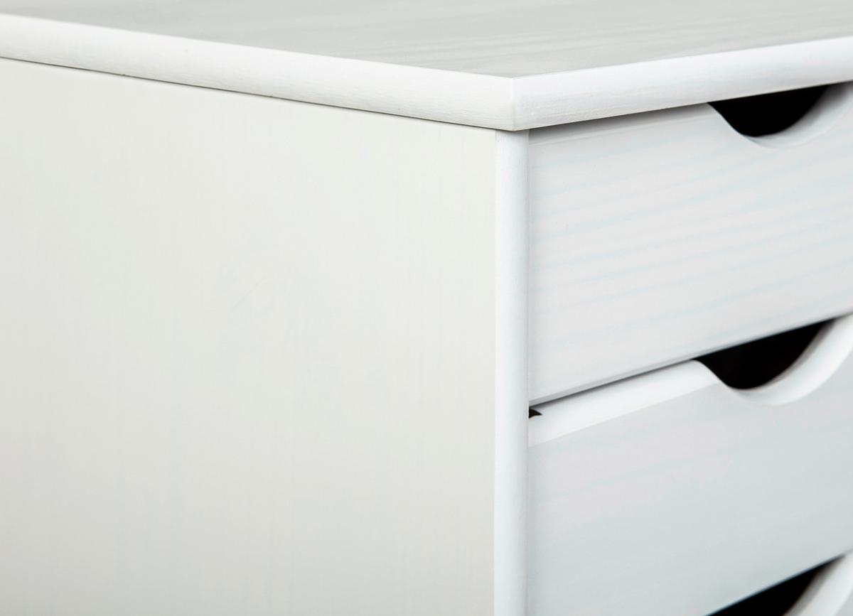 Rollcontainer Holz Massiv Weiß Simon 35x65x40 Cm - Weiß, Basics, Holz/Kunststoff (35/65/40cm) - MID.YOU