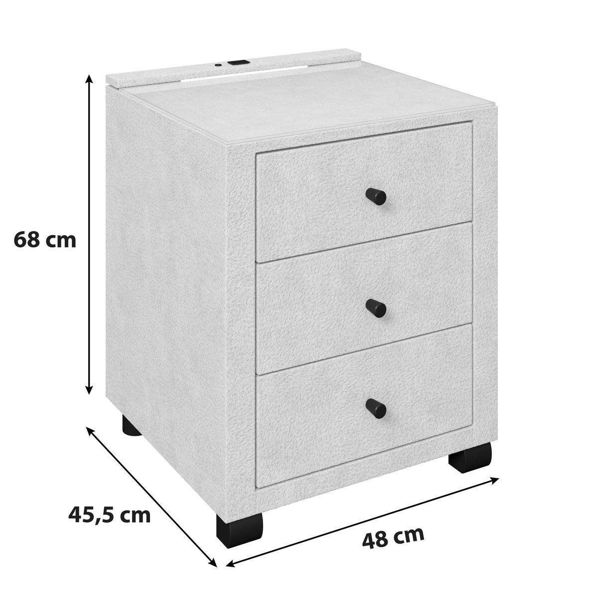 Nachtkästchen Elysia inkl. Beleuchtung B: 48 cm - Beige, Trend, Glas/Holz (48/68/45,5cm) - Luca Bessoni