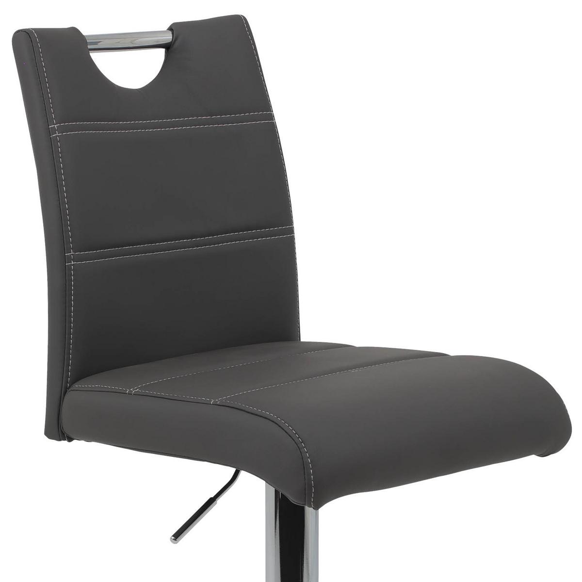 Barhocker Set mit Lehne und 360°drehbar 2--Teilig Miranda Grau - Chromfarben/Weiß, MODERN, Textil/Metall (38/97-119/50cm) - MID.YOU