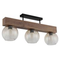 Deckenleuchte Barry L: 74 Cm Klar Schwarz Dunkelbraun - Klar/Dunkelbraun, Basics, Glas/Holzwerkstoff (74/18/32,5cm) - Globo