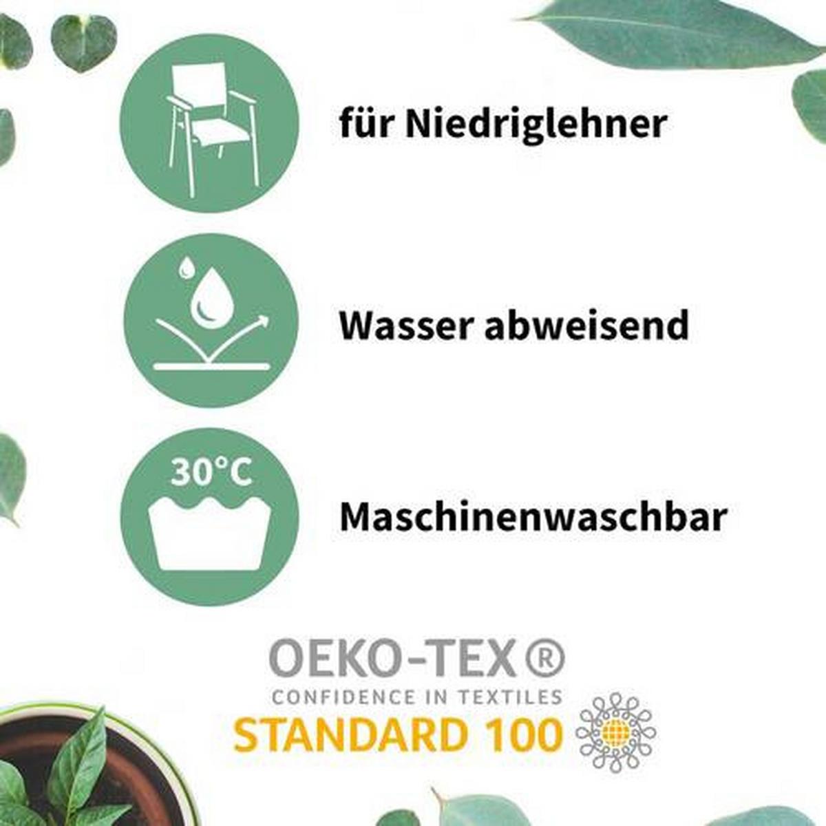 Niederlehner Auflage 4er-set 100x50x6cm Grau/schwarz - Schwarz/Grau, Basics, Textil (100/50/6cm) - Gardenson