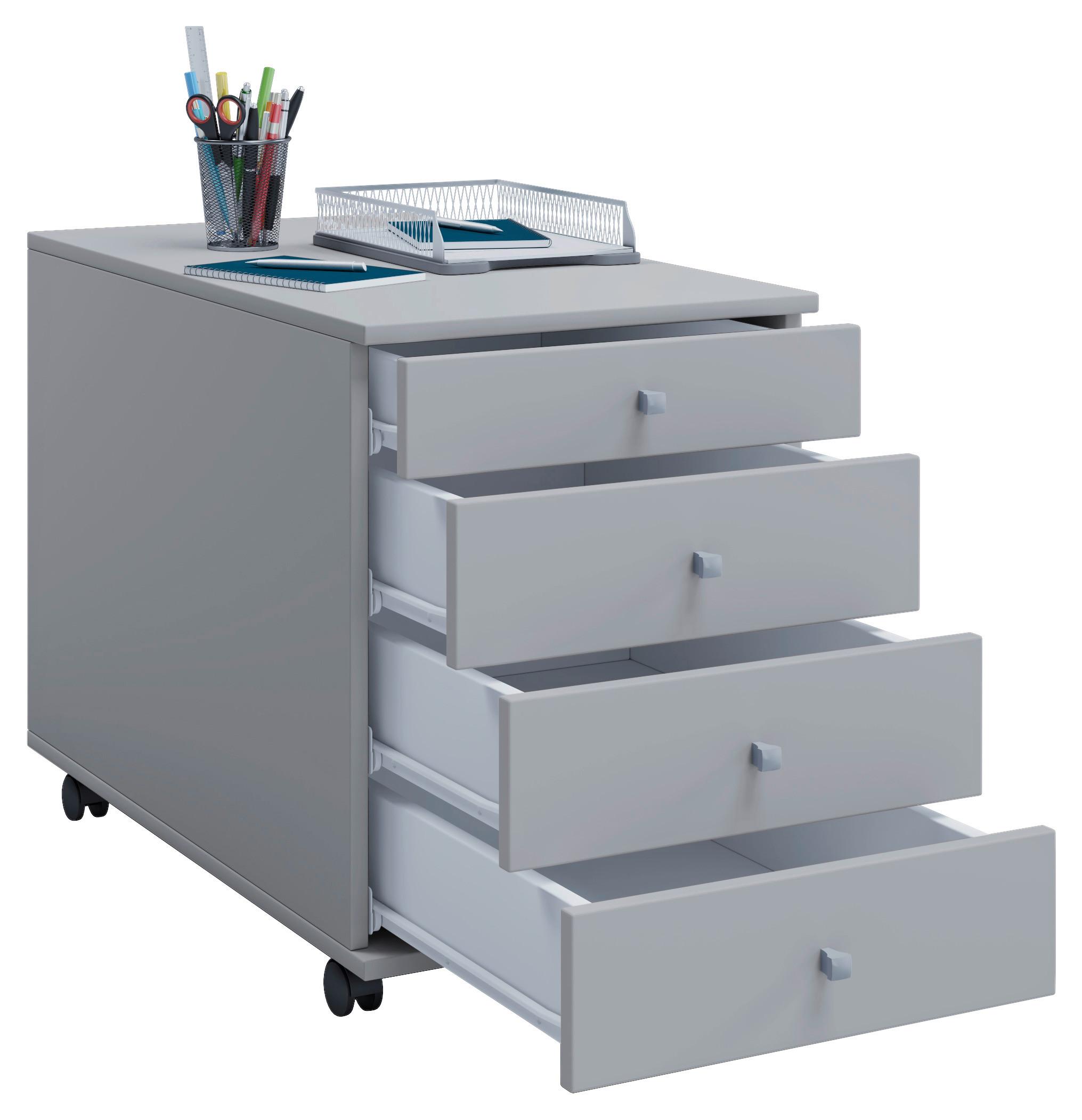 Rollcontainer Grau Lona Maxi 42x57x80 cm - Grau, Basics, Holzwerkstoff/Kunststoff (42/57/80cm) - MID.YOU