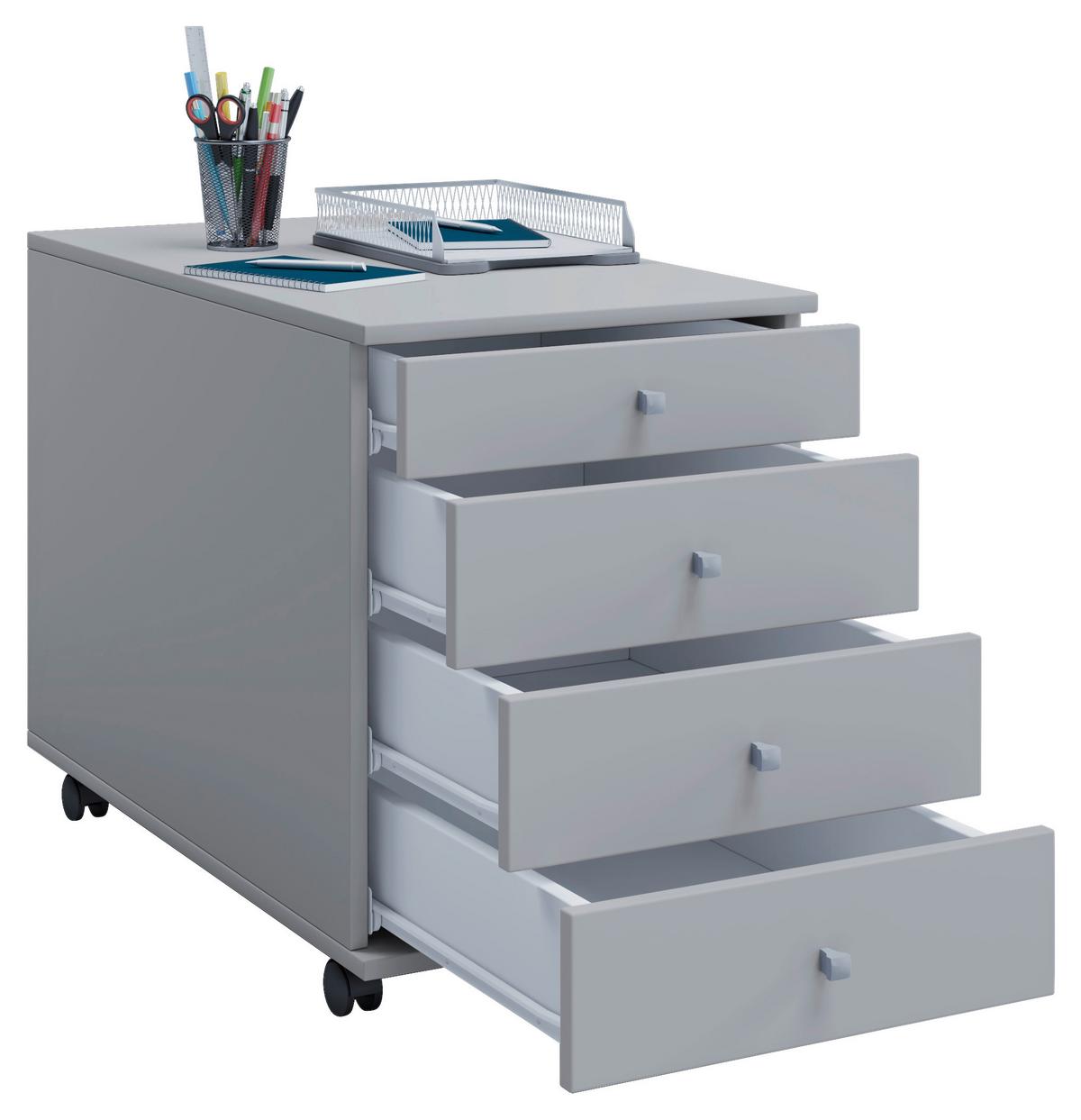 Rollcontainer Grau Lona Maxi 42x57x80 Cm - Grau, Basics, Holzwerkstoff/Kunststoff (42/57/80cm) - MID.YOU