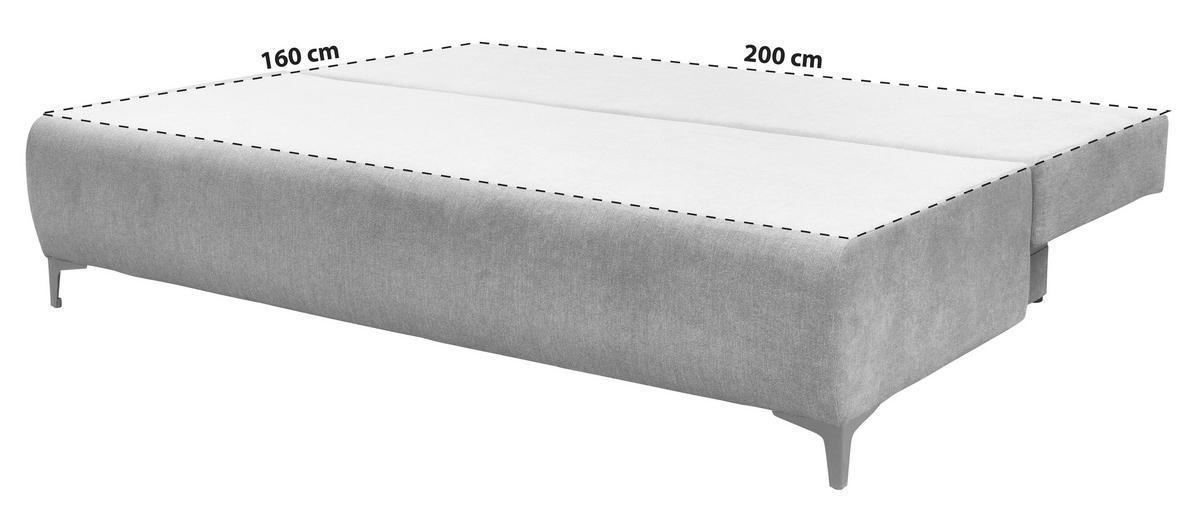 BOXSPRINGOVÁ POHOVKA VIERA - černá/světle šedá, Moderní, kov/textil (201/100/105cm)