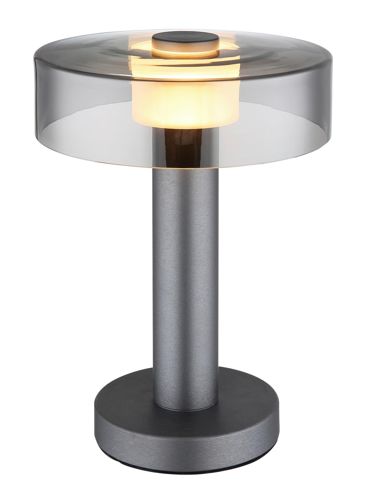 LED-Tischleuchte Grant Grau Schwarz D: 22 cm - Schwarz/Grau, Design, Glas/Kunststoff (22/31cm) - Globo