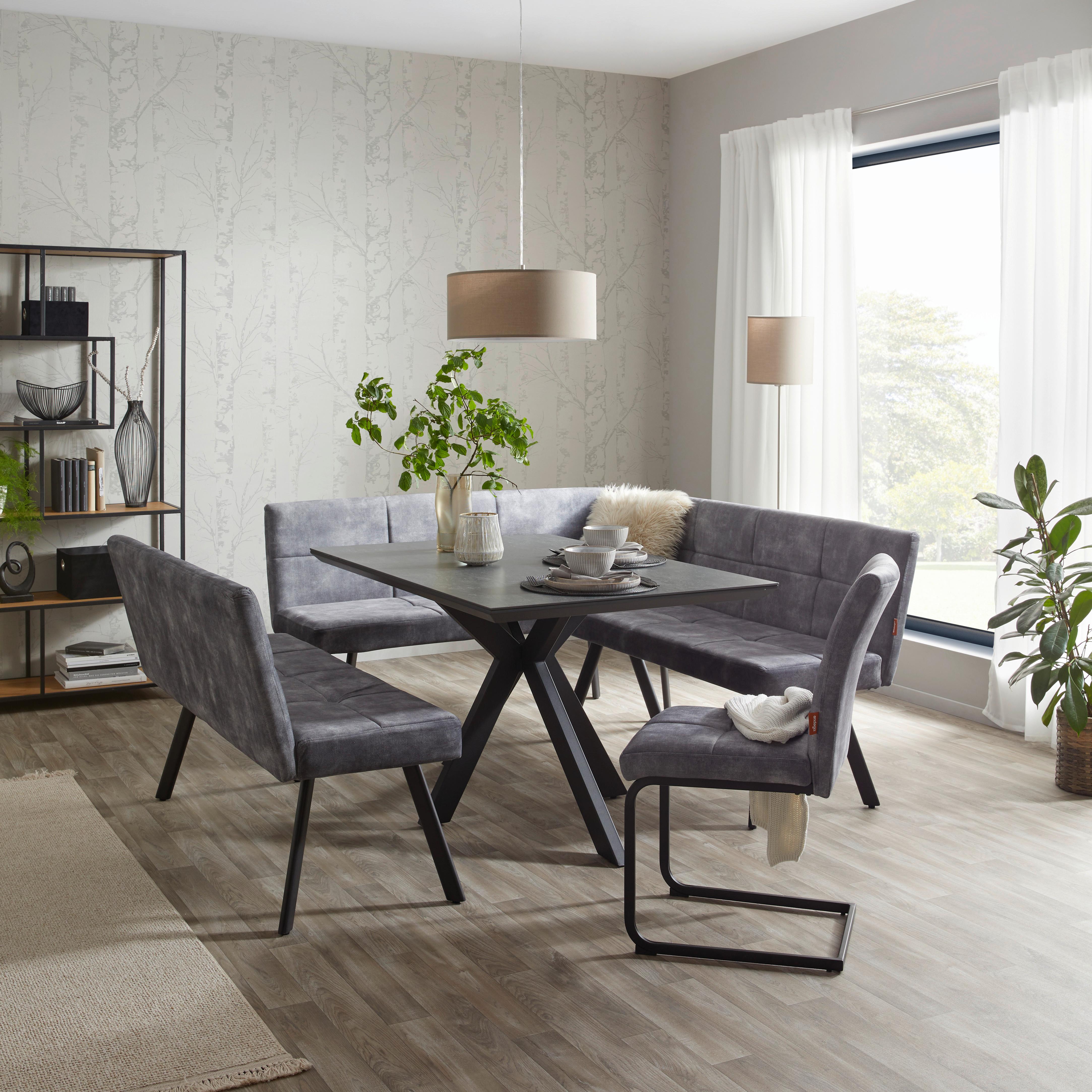 Sitzbank Milos - Schwarz/Grau, MODERN, Textil/Metall (140/85/60cm)