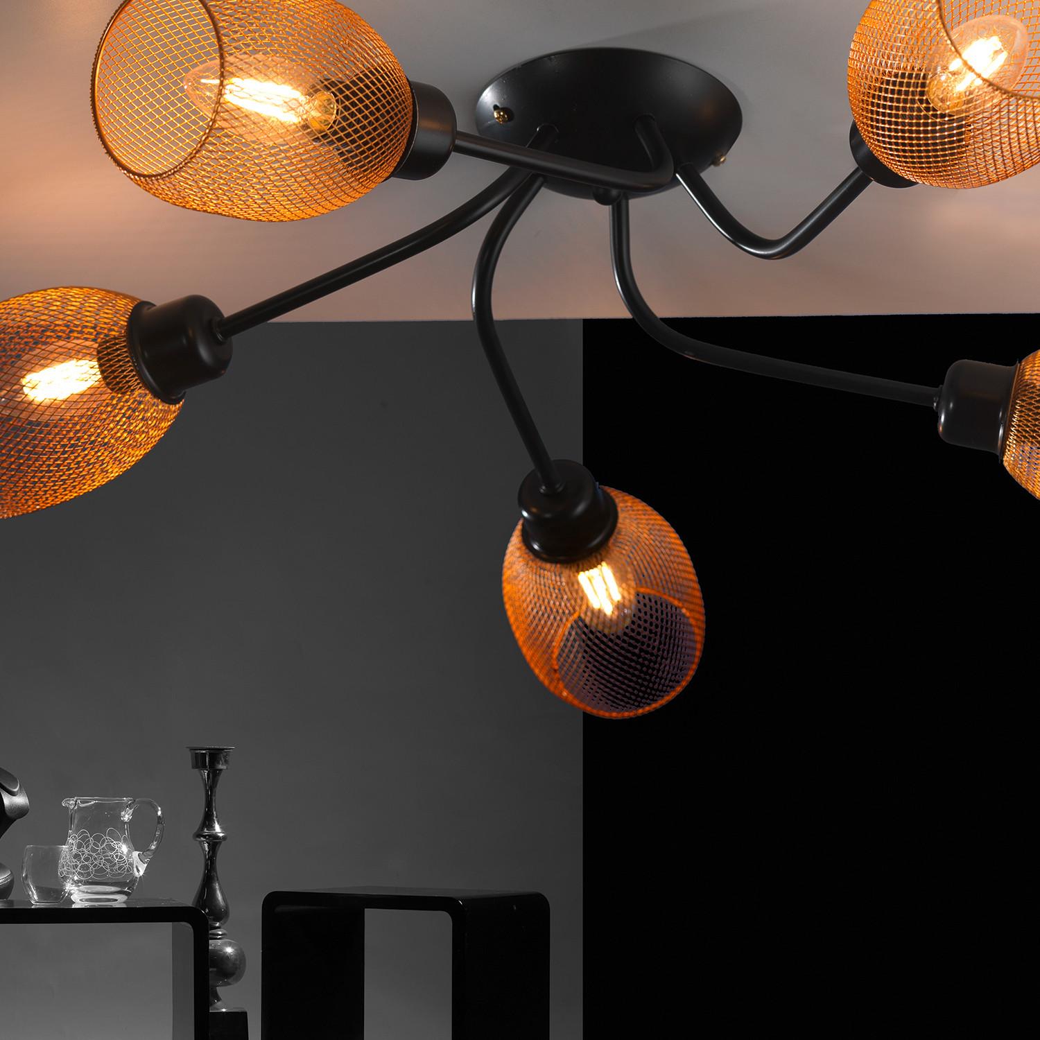 Deckenleuchte 4989/pl5 - Goldfarben/Schwarz, KONVENTIONELL, Metall (63/20cm)