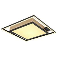 LED-Deckenleuchte 67283-40 - Dunkelbraun/Opal, Design, Holzwerkstoff/Kunststoff (40/40/6cm) - Globo
