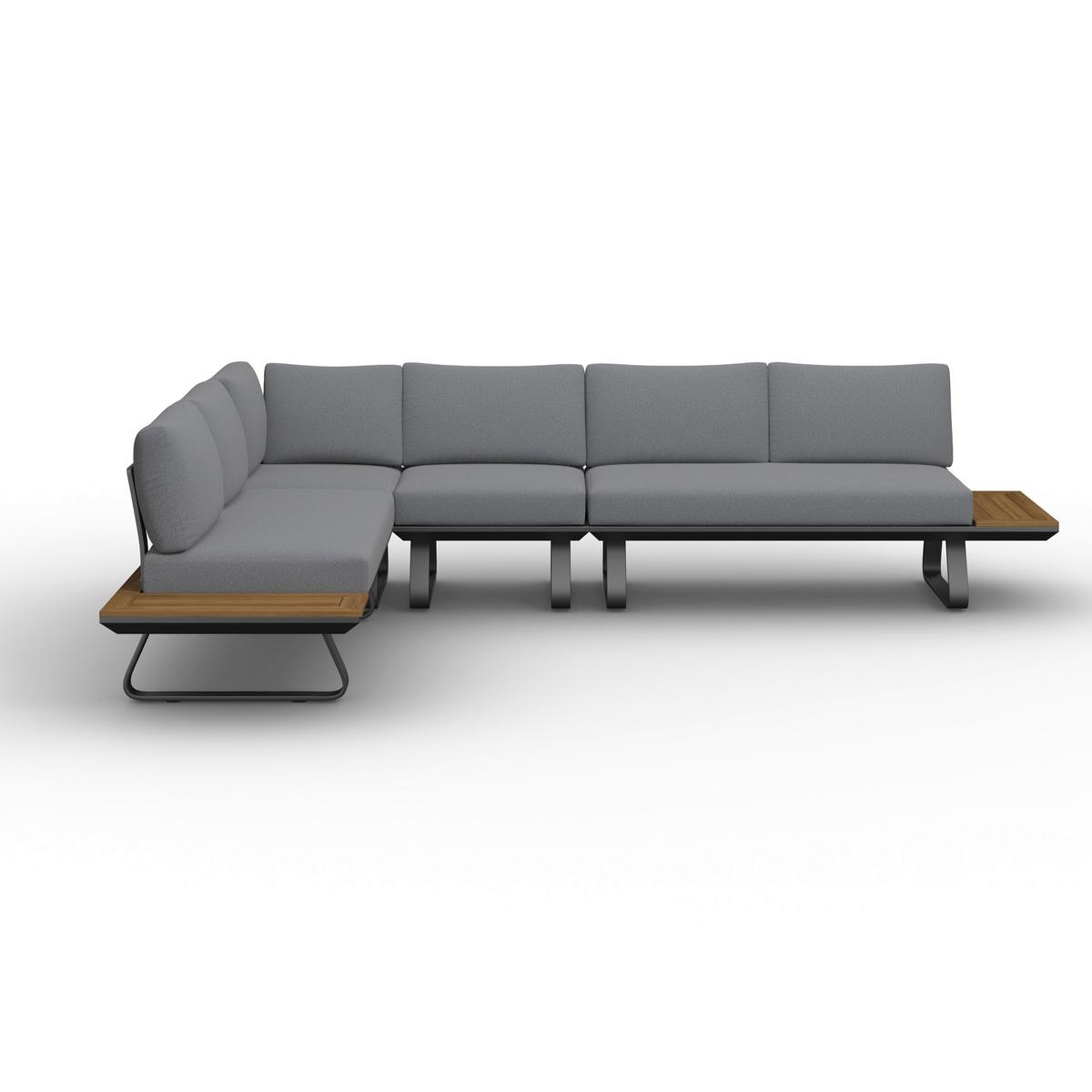 JÍDELNÍ TERASOVÁ SOUPRAVA EMMA - tmavě šedá/přírodní barvy, Moderní, kov/textil - Bessagi Garden