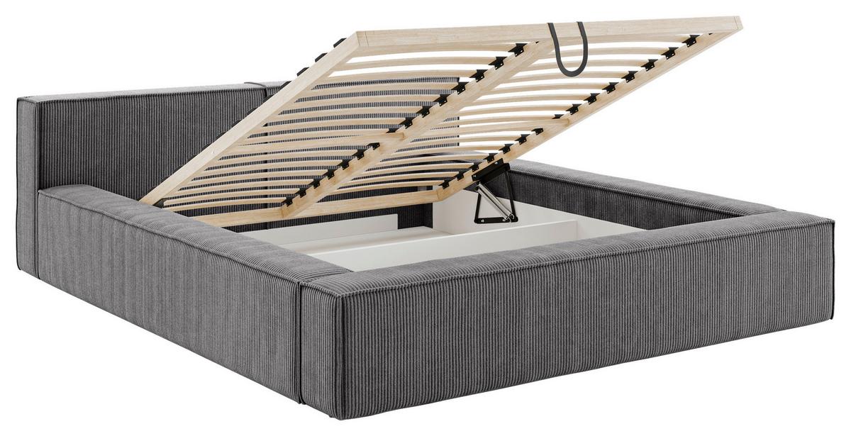 Polsterbett inkl. Lattenrost 140x200 - Beige/Schwarz, Basics, Holz/Textil (160/200cm) - Livetastic