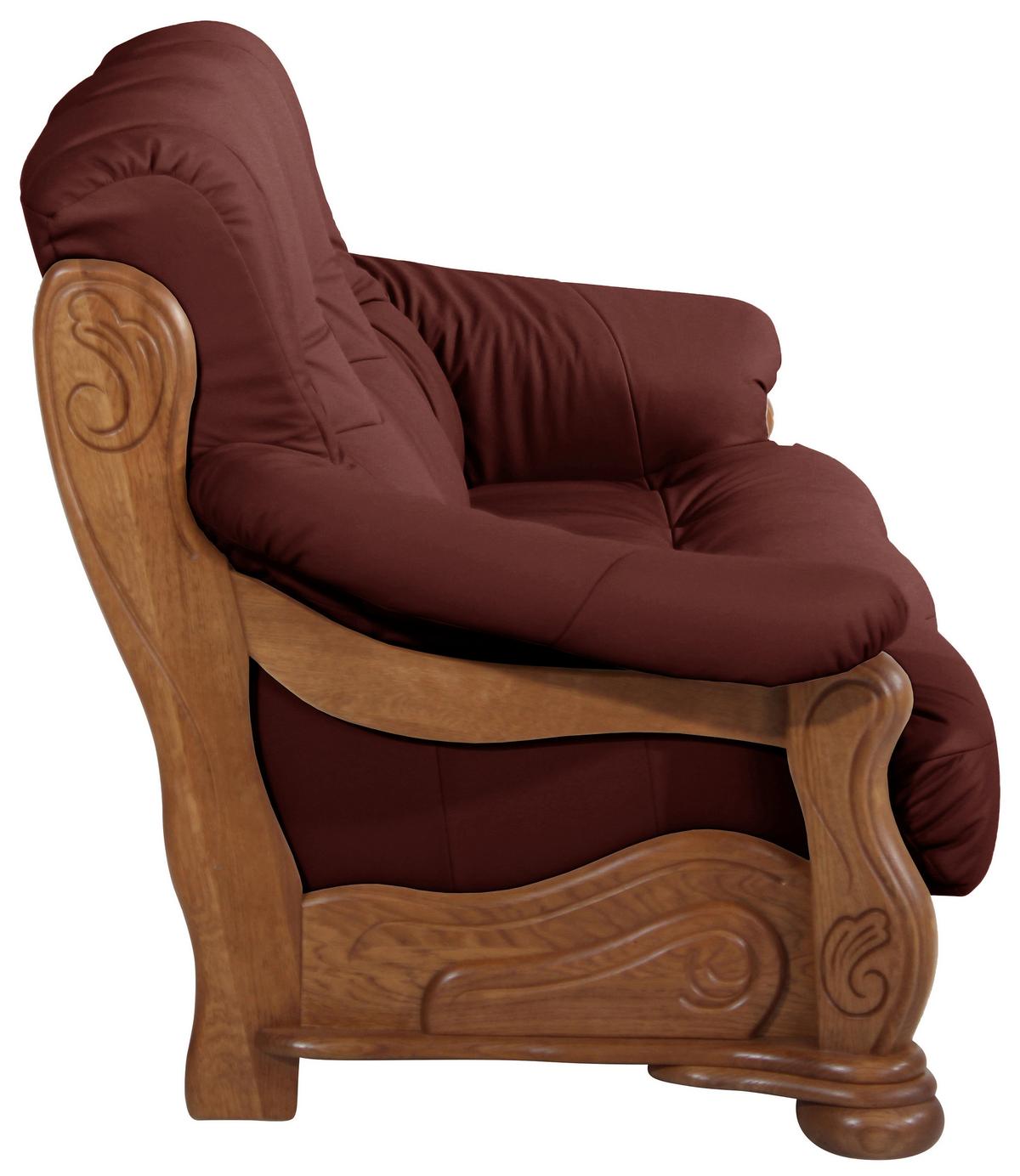 3-sitzer-sofa Tennessee Rot Echtleder - Eichefarben/Rot, LIFESTYLE, Leder/Holz (205/95/95cm) - Max Winzer