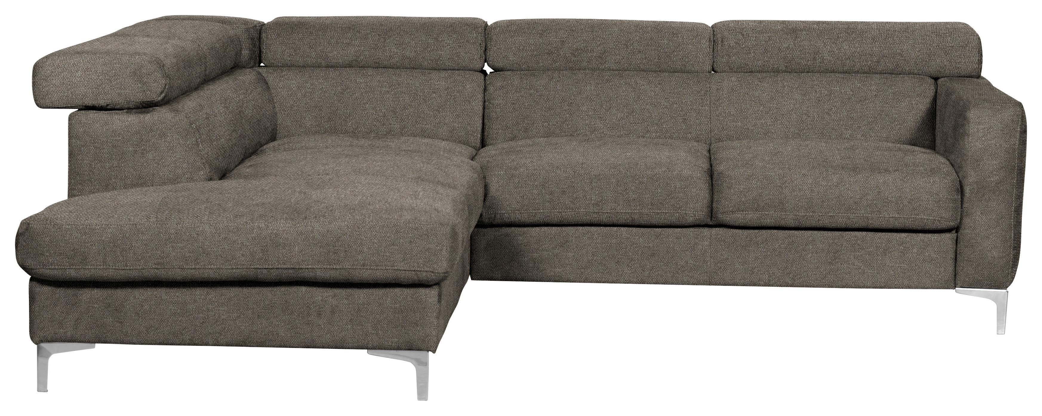 Ecksofa Sammy Braun - Chromfarben/Braun, Design, Textil (207/242cm) - Livetastic