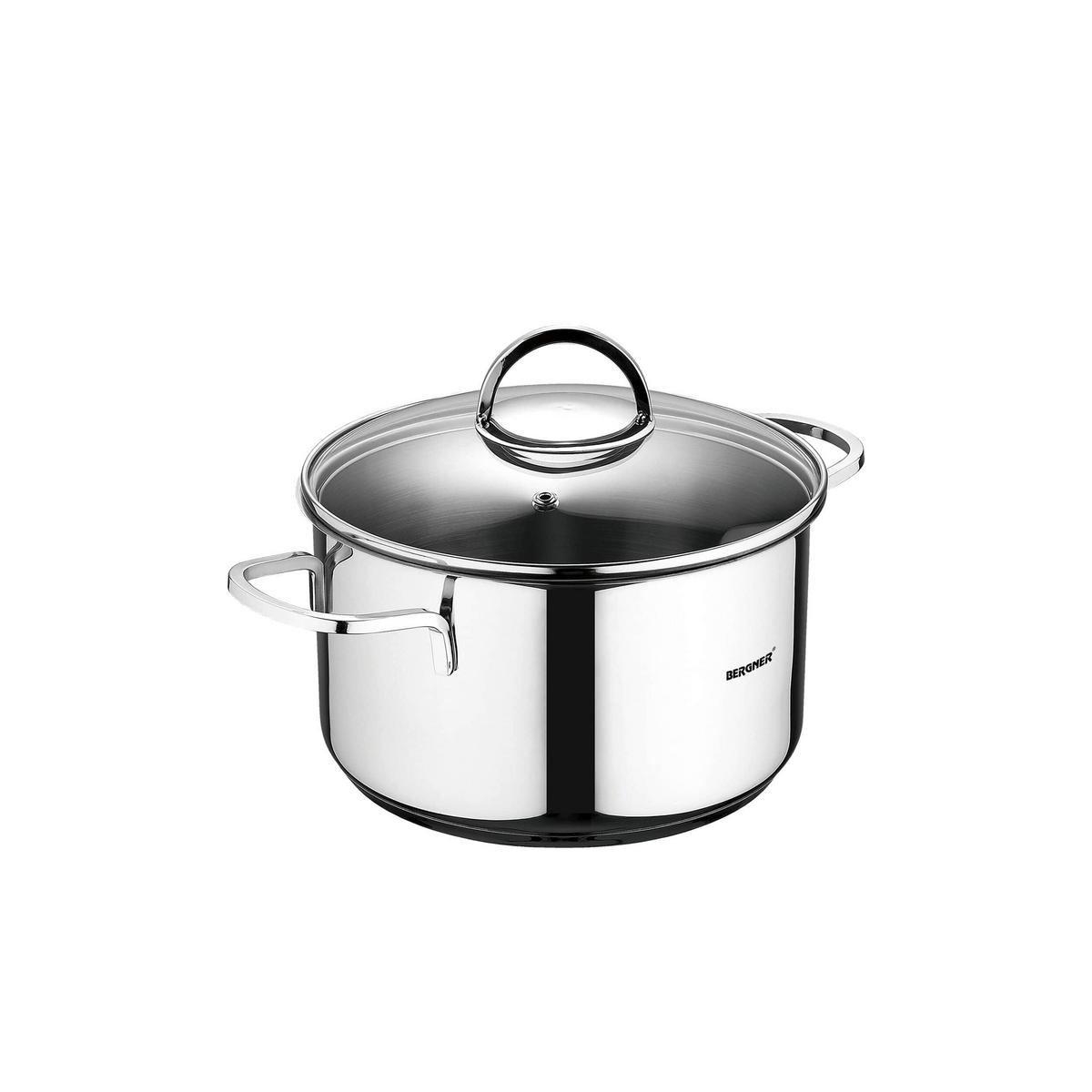 Kochtopfset Edelstahl 6-teilig - Edelstahlfarben/Transparent, Trend, Glas/Metall