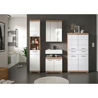 Badezimmer Wave Eichefarben Dekor Weiß Hg - Weiß Hochglanz/Eichefarben, MODERN, Glas/Holzwerkstoff (171cm) - MID.YOU