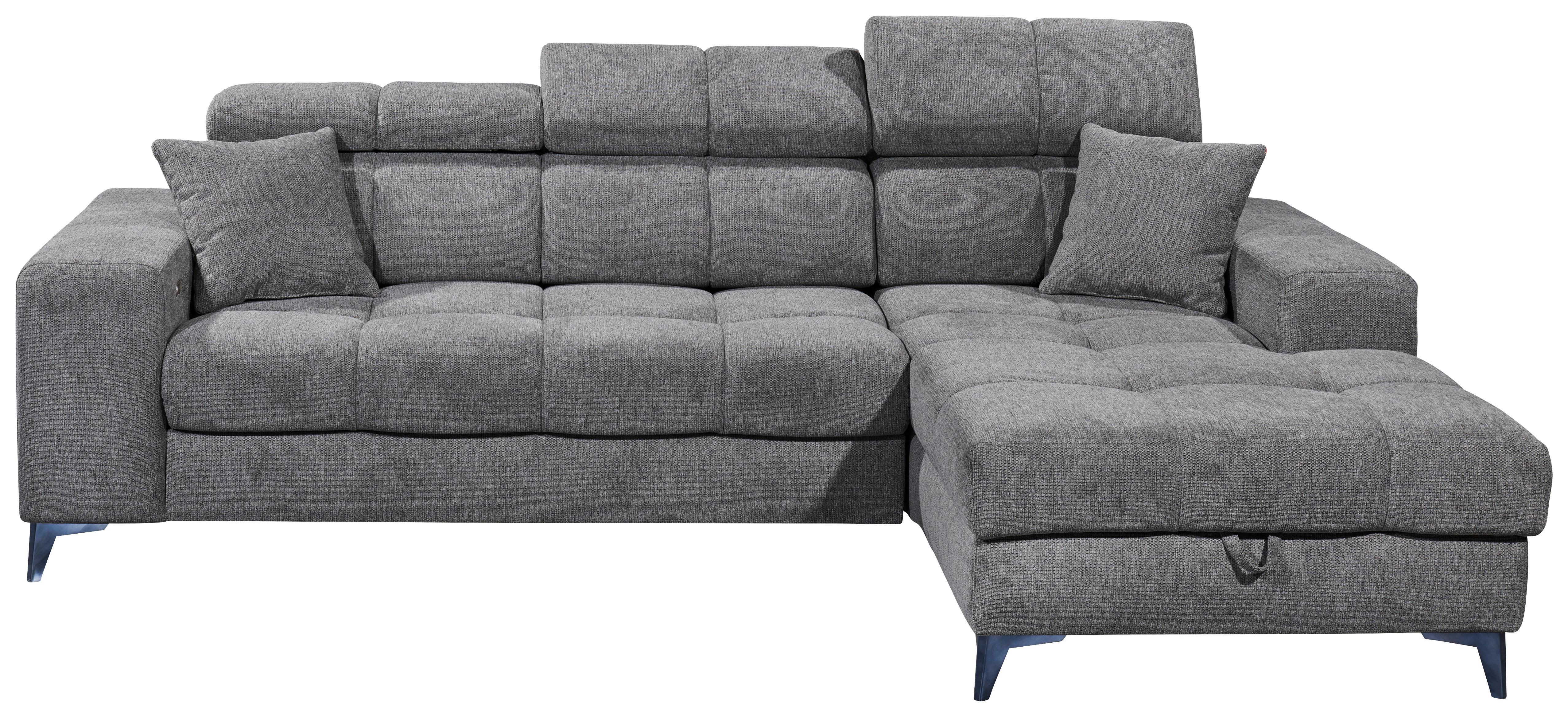 Ecksofa Mit Schlaffunktion & Bettkasten Sydney Anthrazit - Anthrazit/Schwarz, KONVENTIONELL, Textil (268/172cm) - MID.YOU