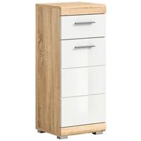 Unterschrank Lambada Sonoma Eiche/Weiß B: 37 cm - Chromfarben/Weiß Hochglanz, MODERN, Holzwerkstoff (37/88/31cm) - MID.YOU