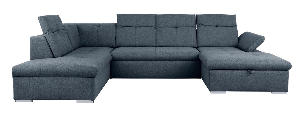 Wohnlandschaft Ramzes Dunkelblau U: 215x328x173 cm - Dunkelblau/Grau, Design, Textil (215/328/173cm) - MID.YOU