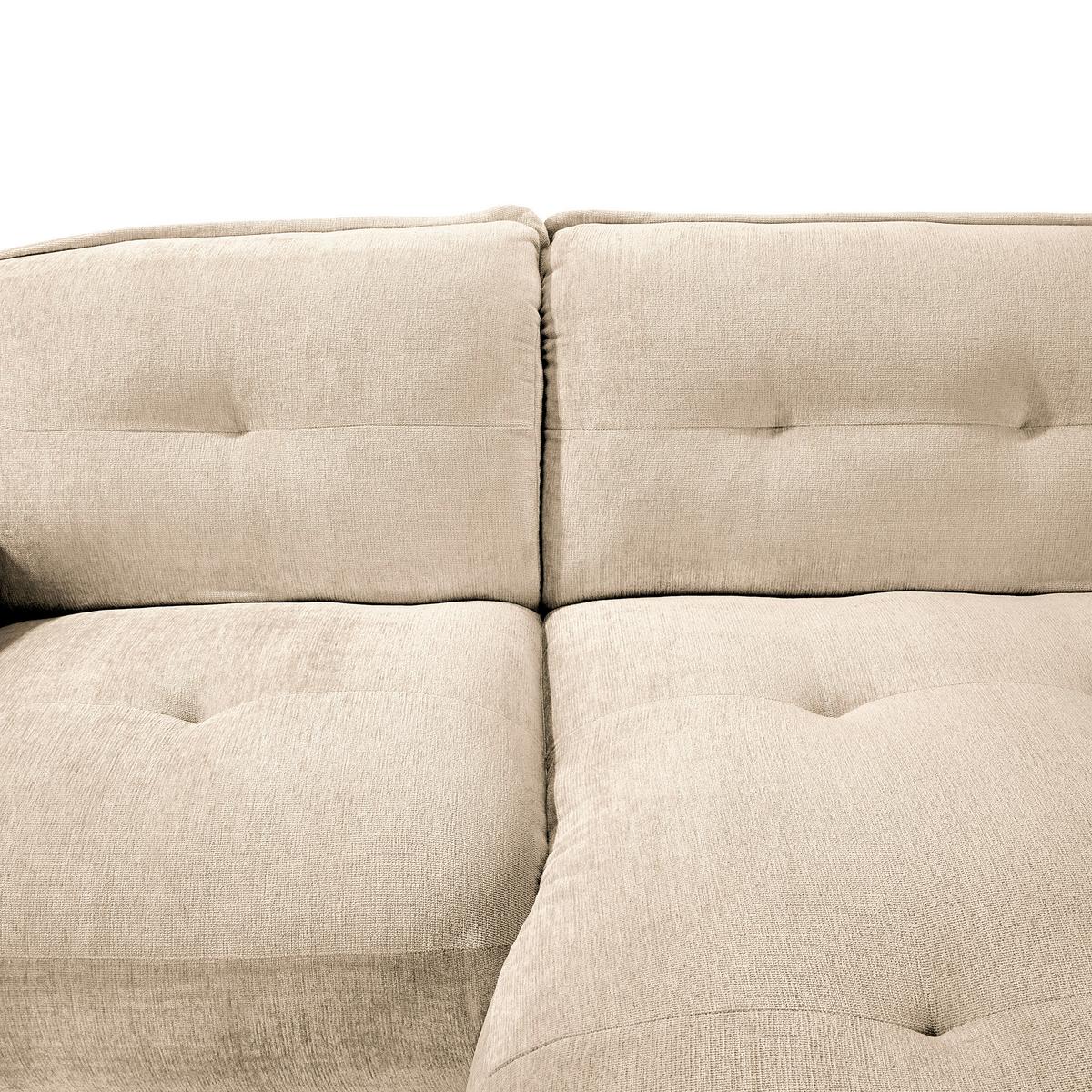 Ecksofa Fluffy, Creme S: 269x184 Cm - Creme/Schwarz, MODERN, Textil (269/184cm) - Trendmanufaktur