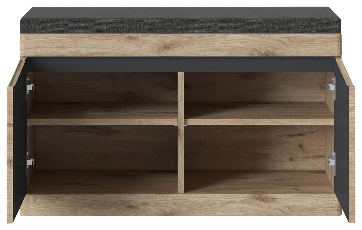 Garderobenbank Twist B: 86 cm Viking Eiche Dekor/Anthrazit - Eichefarben/Anthrazit, MODERN, Holzwerkstoff/Textil (86/49/39,9cm)