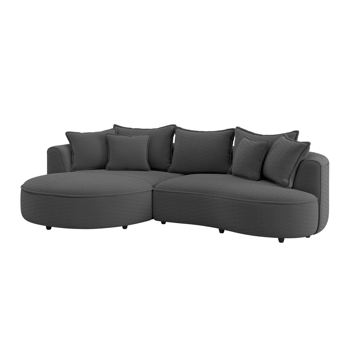 Rohová sedačka LEVI, levá, antracitová, se 7 polštáři - černá/antracitová, Moderní, textil/plast (168/287cm)