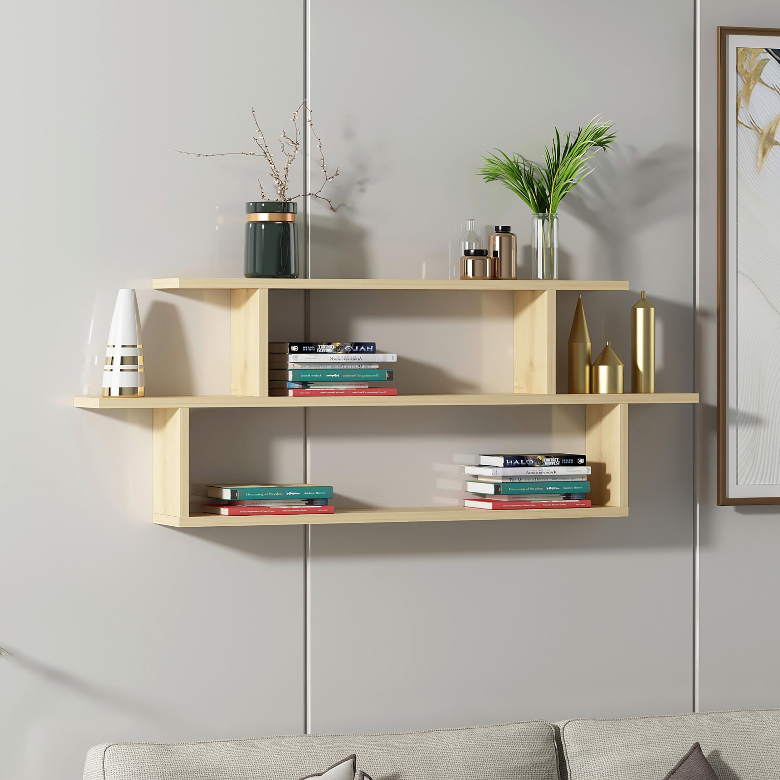 Wandregal Seneca - Eichefarben, Design, Holzwerkstoff (120/44,6/14,6cm) - MID.YOU